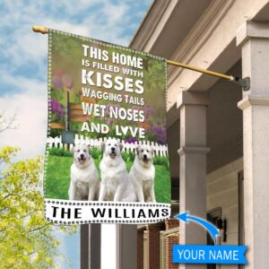 Great Pyrenees This Home Is Filled With Kisses Personalized Flag Personalized Dog Garden Flags Dog Flags Outdoor 2