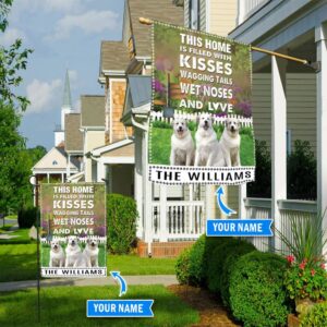 Great Pyrenees This Home Is Filled With Kisses Personalized Flag Personalized Dog Garden Flags Dog Flags Outdoor 3