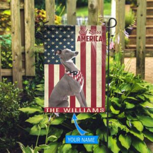 Greyhound God Bless America Personalized Flag Custom Dog Garden Flags Dog Flags Outdoor 2