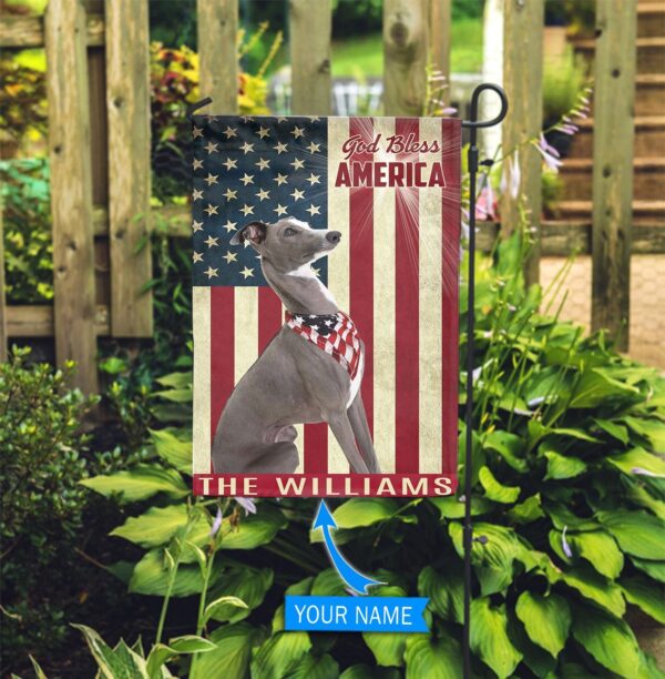 Greyhound God Bless America Personalized Flag – Custom Dog Garden Flags – Dog Flags Outdoor