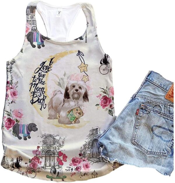 Havanese Dog City Mix Moon Tank Top – Summer Casual Tank Tops For Women – Gift For Young Adults