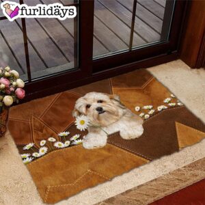 Havanese Holding Daisy Doormat Gift For Dog Lovers Unique Gifts Doormat 2