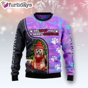 Havanese Hologram Color Ugly Christmas Sweater…