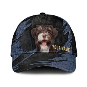 Havanese Jean Background Custom Name Cap Classic Baseball Cap All Over Print Gift For Dog Lovers 1 aokm1z