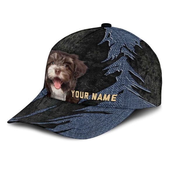 Havanese Jean Background Custom Name & Photo Dog Cap – Classic Baseball Cap All Over Print – Gift For Dog Lovers