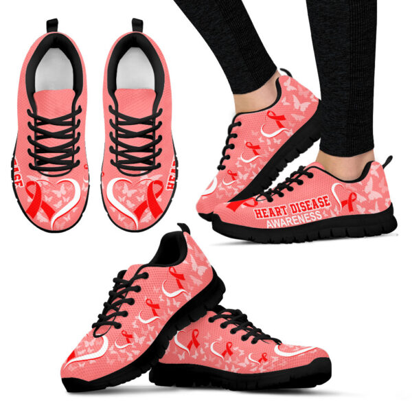 Heart Disease Awareness Shoes Heart Ribbon Sneaker Walking Shoes – Best Shoes For Men And Women – Cancer Awareness Shoes
