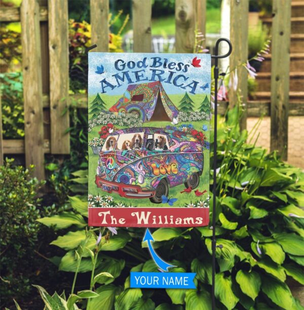 Hippie Basset Hound Personalized Garden Flag – Flags For The Garden – Outdoor Decoration