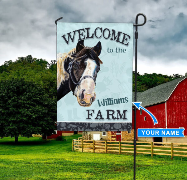 Horse – Welcome To The Farm Personalized Flag 3 – Flags For The Garden – Outdoor Decoration