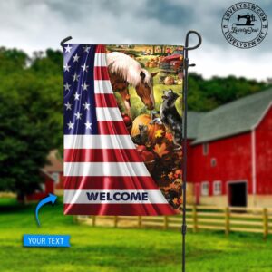 Horse And Dog Farm Fall Personalized Flag Flags For The Garden Outdoor Decoration 1