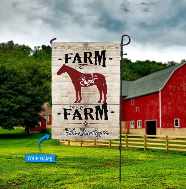Horse Farm Sweet Farm Personalized Flag – Flags For The Garden – Outdoor Decoration