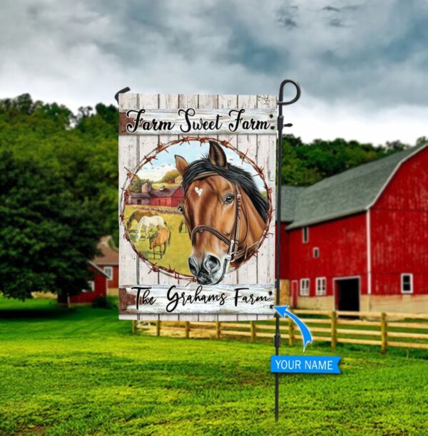 Horse Farm Sweet Farm Personalized Garden Flag – Flags For The Garden – Outdoor Decoration