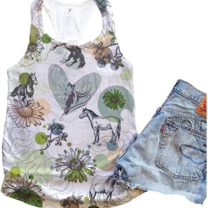 Horse Green Flower Garden Tank Top Summer Casual Tank Tops For Women Gift For Young Adults 1 mou8im