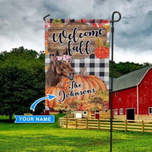 Horse Pumpkin Welcome Fall Personalized Flag Flags For The Garden Outdoor Decoration 2