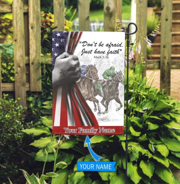 Horse Racing Just Have Faith Personalized Flag – Flags For The Garden – Outdoor Decoration