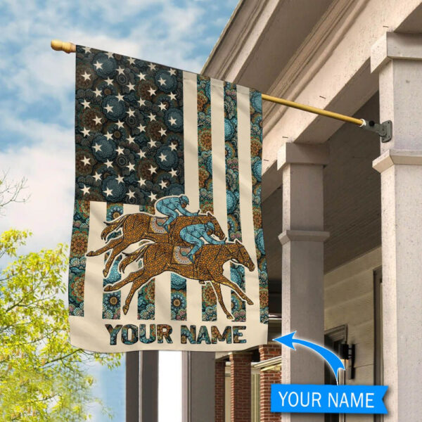 Horse Racing Personalized House Flag – Flags For The Garden – Outdoor Decoration