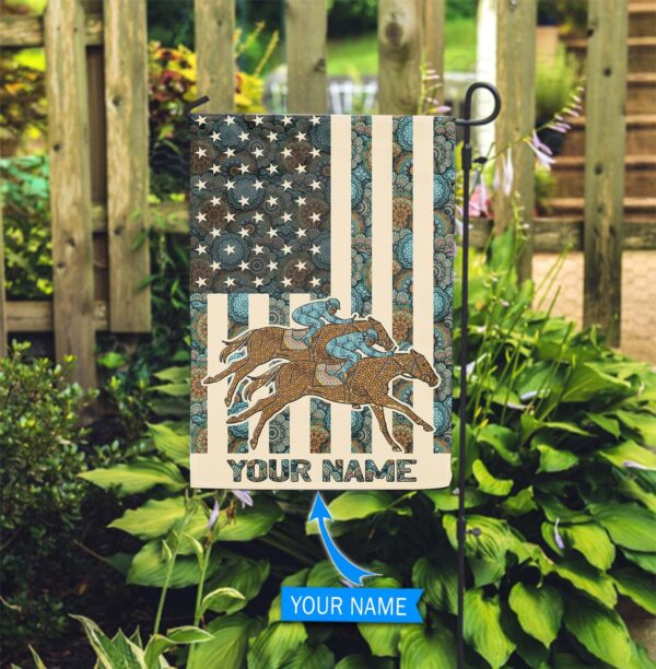 Horse Racing Personalized House Flag – Flags For The Garden – Outdoor Decoration