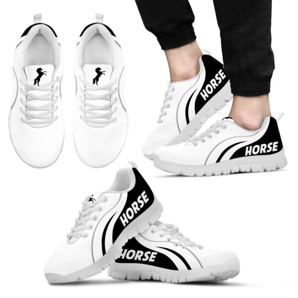 Horse Vector Shoes White Black Sneaker Tennis Walking Shoes – Best Gift For Horse Trainer, Horse Lover