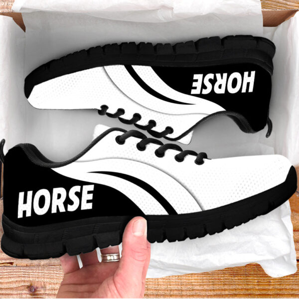 Horse Vector Shoes White Black Sneaker Tennis Walking Shoes – Best Gift For Horse Trainer, Horse Lover