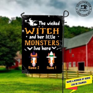 Horse Witch And Her Monsters Live Here Personalized Garden Flag Flags For The Garden Outdoor Decoration 1