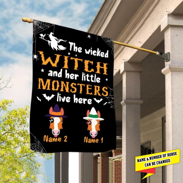 Horse Witch And Her Monsters Live Here Personalized Garden Flag – Flags For The Garden – Outdoor Decoration
