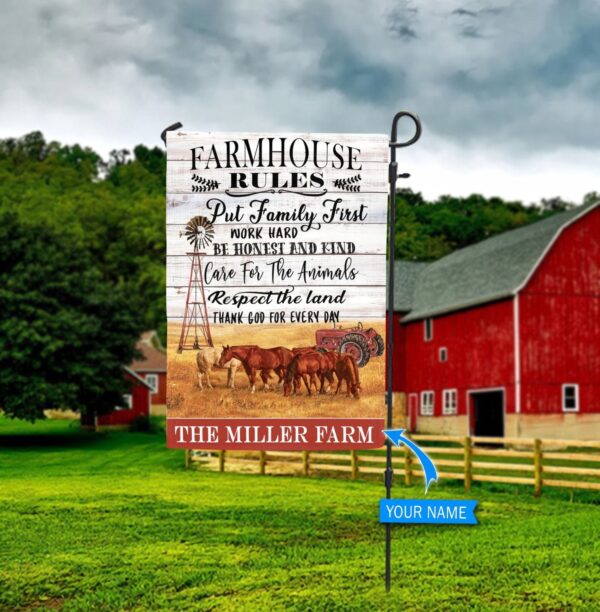 Horses Farmhouse Personalized Garden Flag – Flags For The Garden – Outdoor Decoration