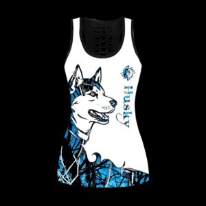 Husky Blue Tattoos Hollow Tanktop Legging Set Outfit Casual Workout Sets Dog Lovers Gifts For Him Or Her 2 tesf4d