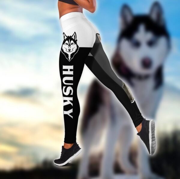 Husky Cool Sport Hollow Tanktop Legging Set Outfit – Casual Workout Sets – Dog Lovers Gifts For Him Or Her