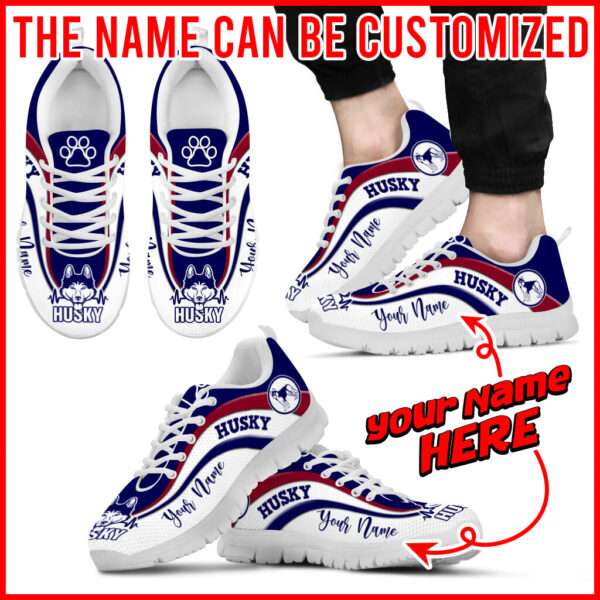 Husky Dog Lover Shoes Symbol Stripes Pattern Sneaker Walking Shoes – Personalized Custom – Best Shoes For Dog Mom