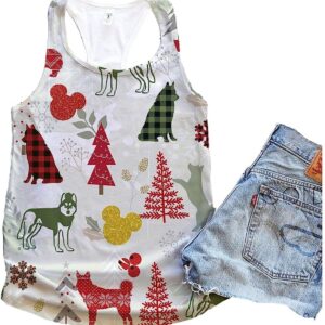 Husky Dog Snowflake Christmas Plaid Flannel Tank Top Summer Casual Tank Tops For Women Gift For Young Adults 1 h783we