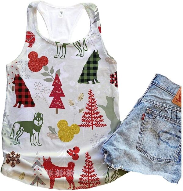 Husky Dog Snowflake Christmas Plaid Flannel Tank Top – Summer Casual Tank Tops For Women – Gift For Young Adults