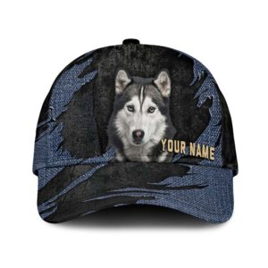 Husky Jean Background Custom Name Cap Classic Baseball Cap All Over Print Gift For Dog Lovers 1 dz3q5o