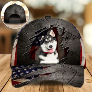 Husky On The American Flag Cap Hats For Walking With Pets Gifts Dog Hats For Relatives 1 ufuelr