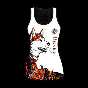 Husky Orange Tattoos Hollow Tanktop Legging Set Outfit Casual Workout Sets Dog Lovers Gifts For Him Or Her 2 fmwhke