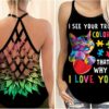 I Love You Cat And Puzzle Open Back Camisole Tank Top – Fitness Shirt For Women – Exercise Shirt