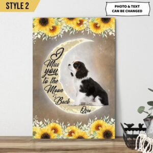 I Miss You To The Moon And Back Dog Matte Canvas Wall Art Canvas Gift For Dog Lovers 1