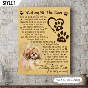 I ll Be Waiting At The Door Dog Poem Art On Canvas Vertical Canvas Poster Framed Print Gift For Dog Lovers 1