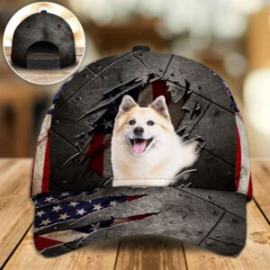 Icelandic Sheepdog On The American Flag Cap Hats For Walking With Pets Gifts Dog Hats For Relatives 1 t4ymug