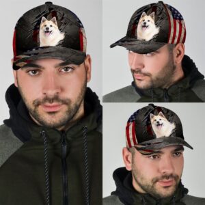 Icelandic Sheepdog On The American Flag Cap Hats For Walking With Pets Gifts Dog Hats For Relatives 3 xki21l