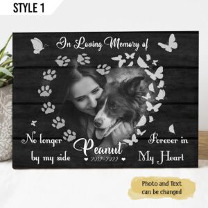 In Loving Memory Of Dog No Longer By My Side Forever In My Heart Canvas Wall Art Canvas Gift For Dog Lovers 1