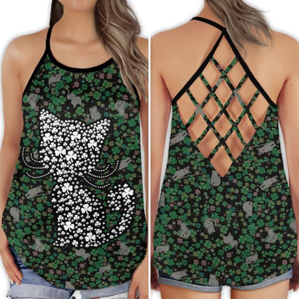 Irish Cat Lovely Style Green Style Open Back Camisole Tank Top – Fitness Shirt For Women – Exercise Shirt