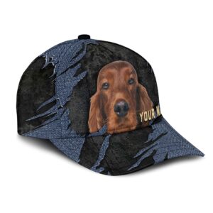 Irish Setter Jean Background Custom Name Cap Classic Baseball Cap All Over Print Gift For Dog Lovers 2 ds8pro
