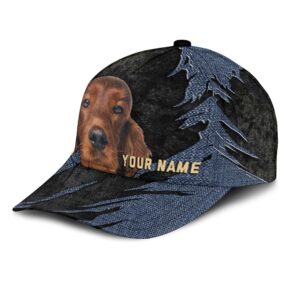 Irish Setter Jean Background Custom Name Cap Classic Baseball Cap All Over Print Gift For Dog Lovers 3 afjrmc