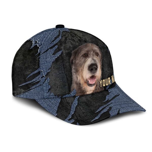 Irish Wolfhound Jean Background Custom Name & Photo Dog Cap – Classic Baseball Cap All Over Print – Gift For Dog Lovers