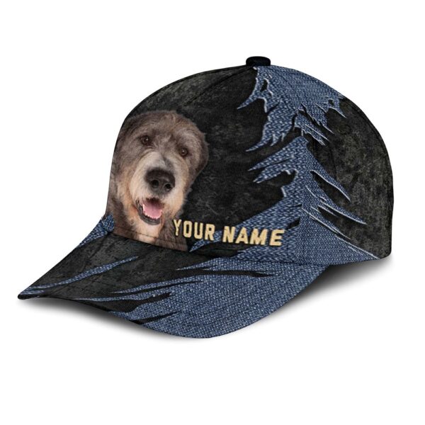 Irish Wolfhound Jean Background Custom Name & Photo Dog Cap – Classic Baseball Cap All Over Print – Gift For Dog Lovers