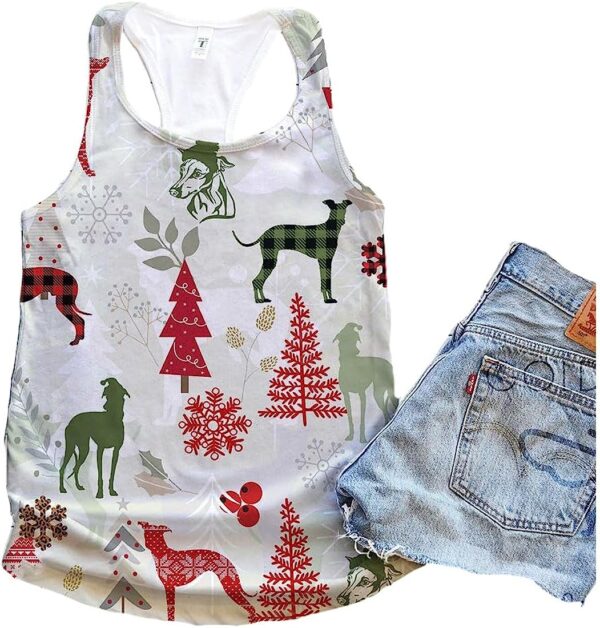 Italian Greyhound Dog Snowflake Christmas Plaid Flannel Tank Top – Summer Casual Tank Tops For Women – Gift For Young Adults