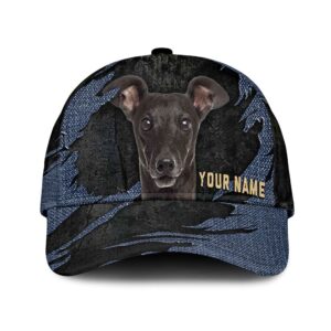 Italian Greyhound Jean Background Custom Name Cap Classic Baseball Cap All Over Print Gift For Dog Lovers 1 s7domp