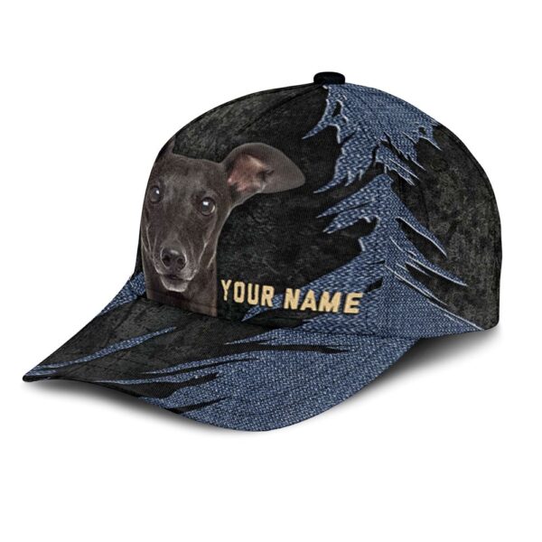Italian Greyhound Jean Background Custom Name & Photo Dog Cap – Classic Baseball Cap All Over Print – Gift For Dog Lovers