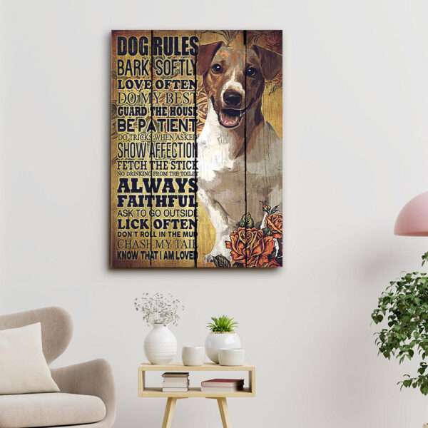 Jack Russell Art – Dog Rules – Dog Pictures – Dog Canvas Poster – Dog Wall Art – Gifts For Dog Lovers – Furlidays