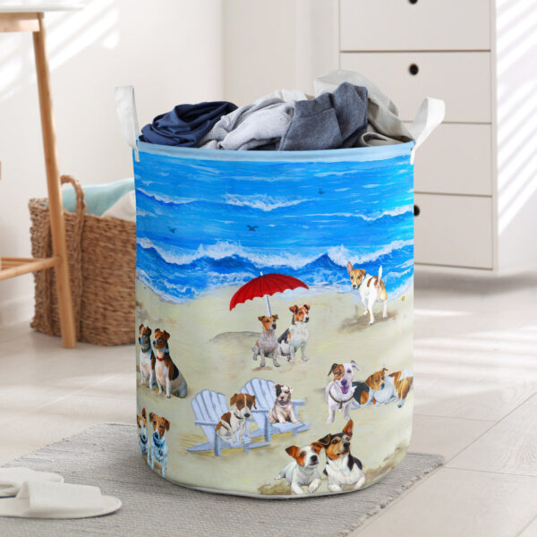 Jack Russell In Beach In Beach – Laundry Basket – Dog Laundry Basket – Christmas Gift For Her – Home Decor