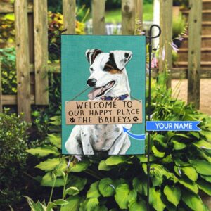 Jack Russell Terrier Welcome To Our Happy Place Personalized Flag Custom Dog Flags Dog Lovers Gifts for Him or Her 2